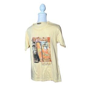 vintage caesars Women short sleeve pullover t shirt yellow multicolor sz small